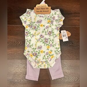 Floral Baby bodysuit, pants and accessories